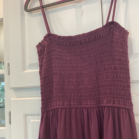 PACT Organic Cotton Stretch Soirée Smocked Top Burgundy Lux Jersey Maxi Dress - Picture 9 of 9